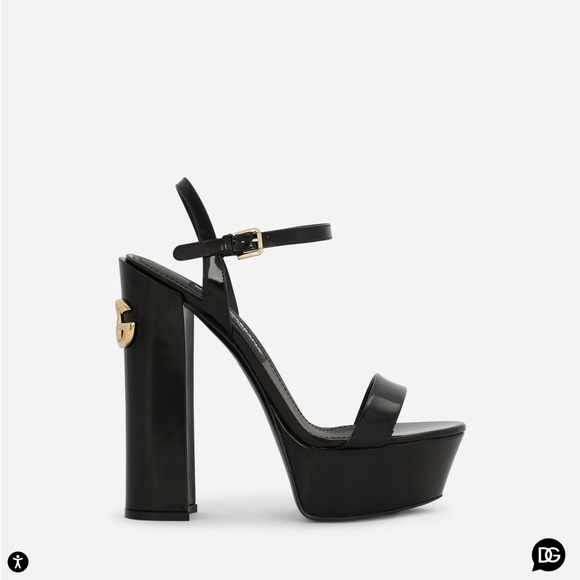 Dolce & Gabanna POLISHED CALFSKIN PLATFORM WOMEN SANDALS 38EU - Picture 1 of 13